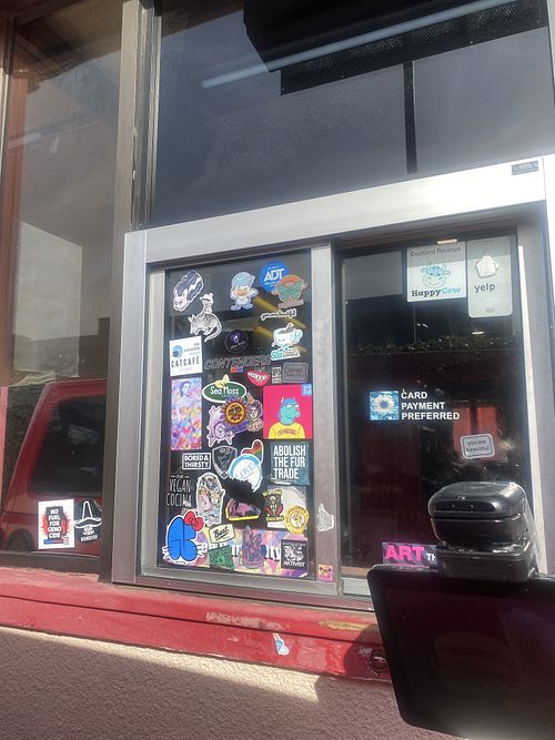 Very Punk Rock Vibe on Pull Up Window - HC Decal Spotted 👀  at Nice Burger - Santa Ana in Santa Ana