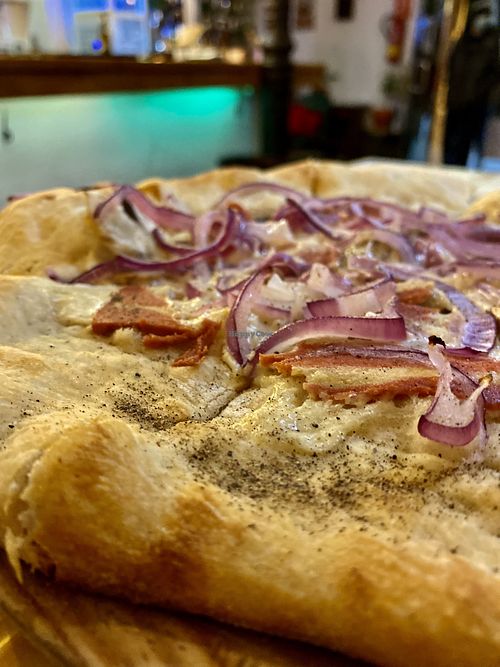 Pizza carbonara at Santa y Pura in Madrid