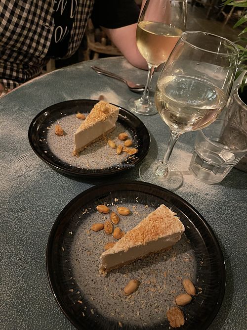 Coconut cheesecake with lime drizzle and peanuts   at Harp & Crown in Corsham