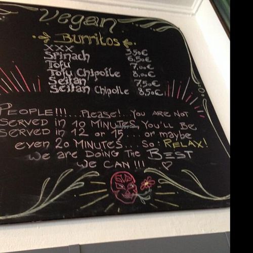 vegan menu at Jim Burrito's in Hamburg