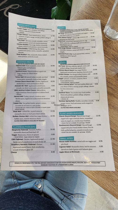 Menu at Vine Cafe in New Bern