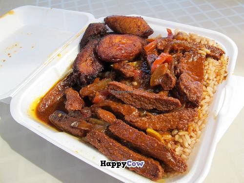 These were the veggie riblets, along with the sides that come with the meal, all for $8! at Island Cuisine in Tampa