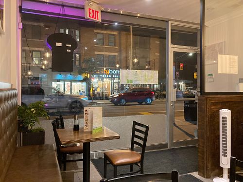 Watching from inside out at Tenon Vegan Sushi in Toronto