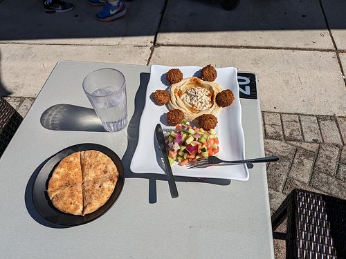 Falafel plate at Bagel Time Cafe in Miami Beach