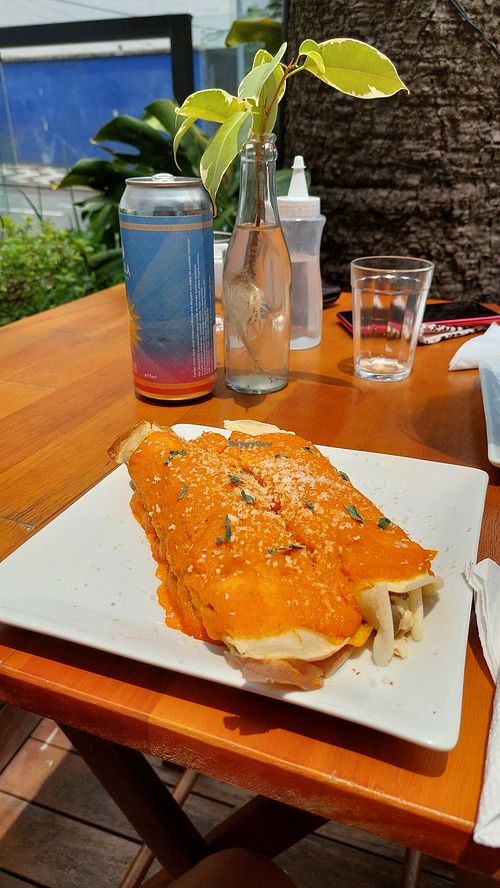 Vegan mushroom pancakes at Tibá Café in Curitiba