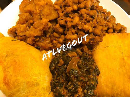Veggie Delight - Spinach, black-eyed peas and plantains  at Flavors of Africa in Lilburn