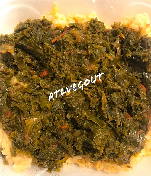 Kenyan kale with rice  at Flavors of Africa in Lilburn