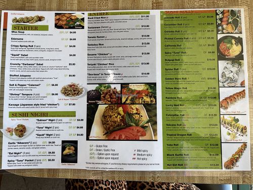 Menu at Daikon Vegan Sushi in Las Vegas