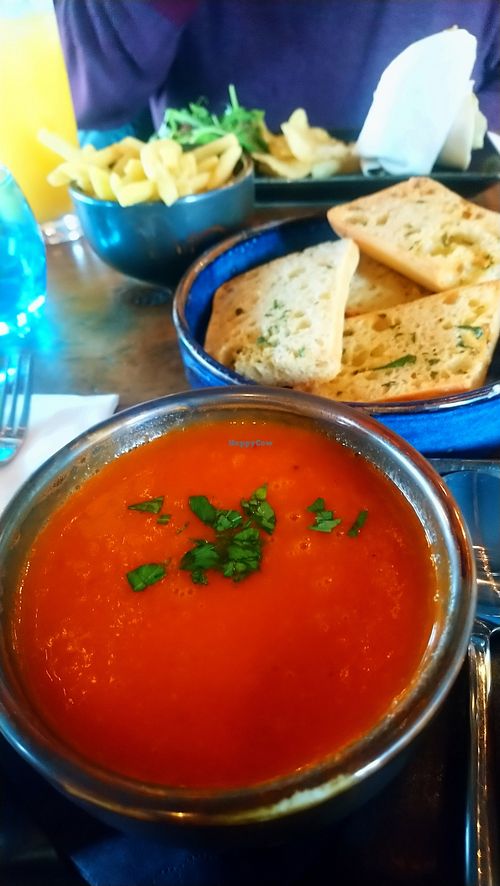 Roasted red pepper soup at Harbour Lights in Paignton