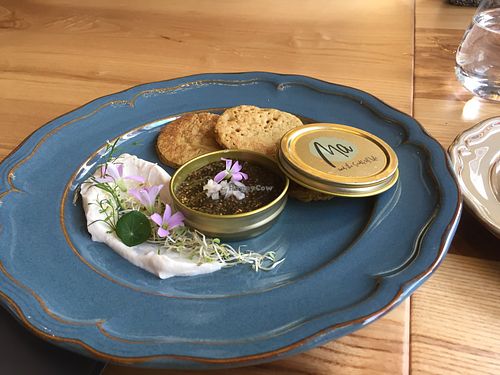 Chiaviar with cashew cream and blinis at MA and The Seeds of Life in Hong Kong Island