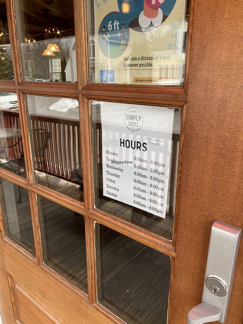 Hours- March 2021 at Simply Crepes in Pittsford