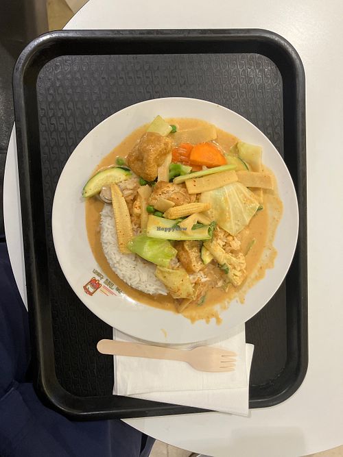 Vegan red curry with rice  at Na Thai Town in Parramatta