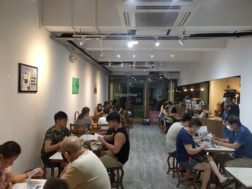 restaurant interior. Full house at Lucky Cat Cafe in Northeast Singapore