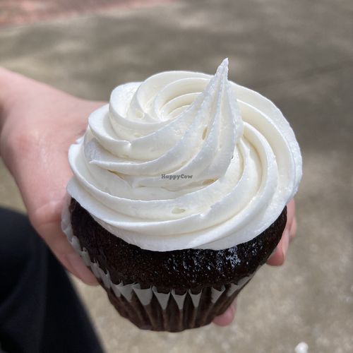 Vegan chocolate cupcake with almond buttercream  at Cupcake Kitchen in Chattanooga