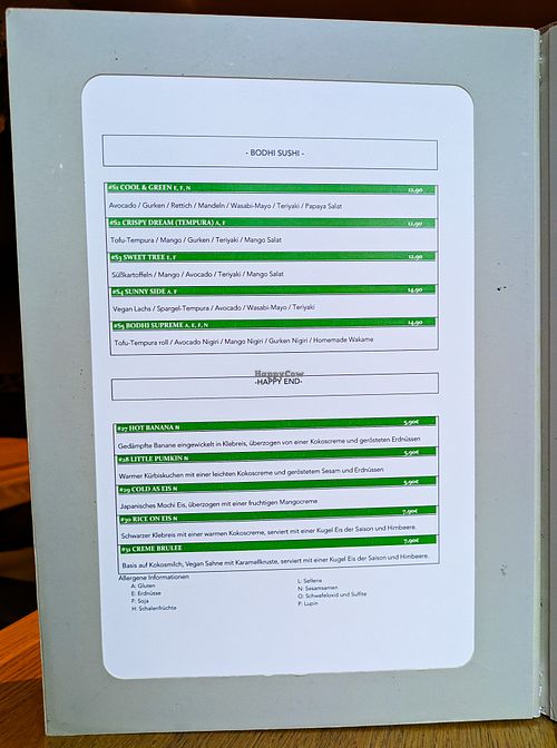 Menu page at BODHI - Vegan Living at BODHI - Vegan Living in Hamburg