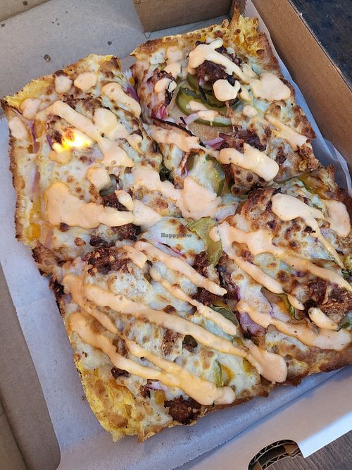 Cheeseburger Pizza at Boxcar Pizza in Portland