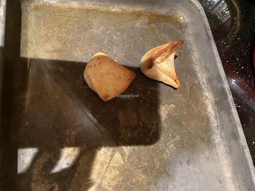 Contains potatoes & peas. Frozen foods section. Vegan. Very good  at Patel Brothers in Tampa