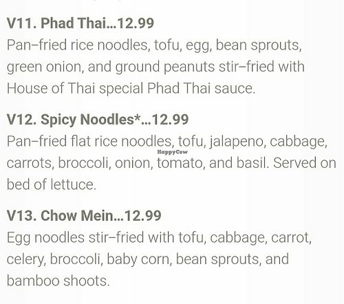 Noodles at House of Thai Cuisine in Ashland