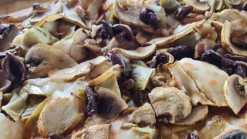 Vegan mushroom and artichoke pizza at Ship4Good in Newcastle