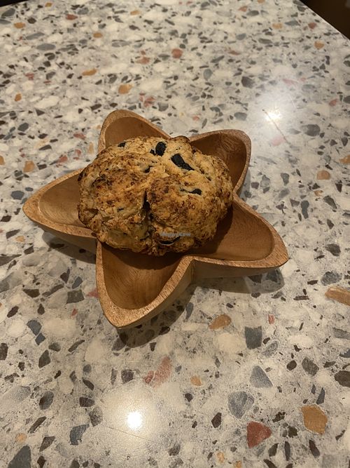 Complimentary vegan olive scone at The Common in Daegu