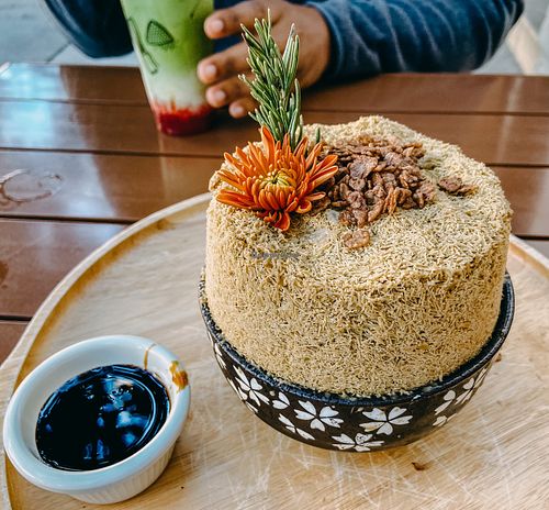 Vegan hojicha bingsoo at U:Dessert Story in San Francisco