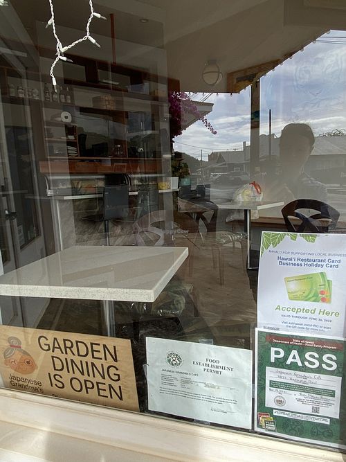 Indoor seating area at Japanese Grandma's in Hanapepe
