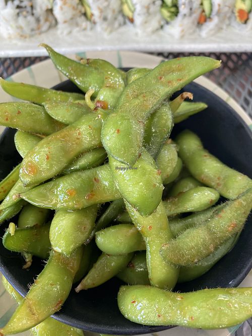 Spicy edamame  at Japanese Grandma's in Hanapepe