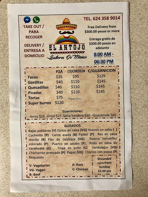 El Antojo menu at El Antojo at Joe's Deli - Maybe closed in Los Barriles