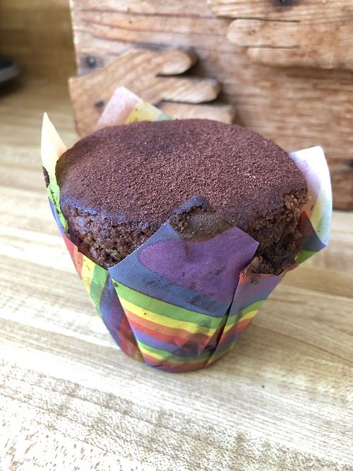 Double chocolate muffin  at The Happy Vegan in San Francisco