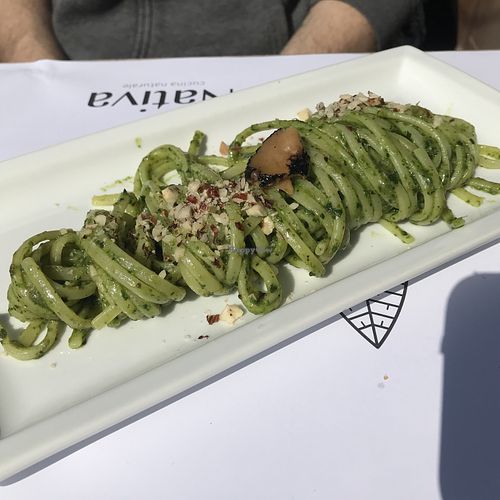 Spaghetti with Black cabbage pesto   at Nativa in Rome