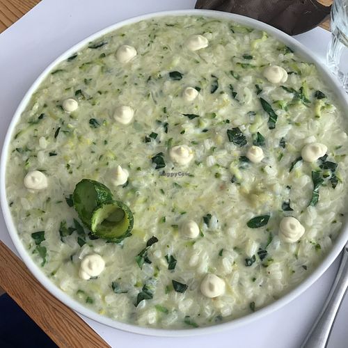 zucchini and basil risotto with lemon and "cheese" at Nativa in Rome