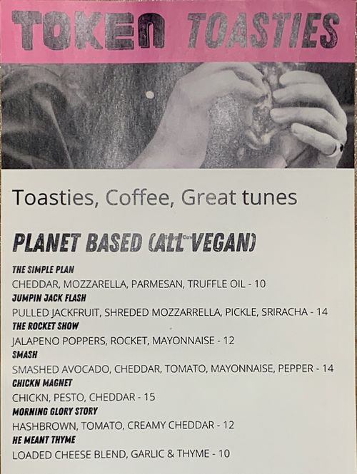 Vegan Toastie Menu at Token in Fitzroy