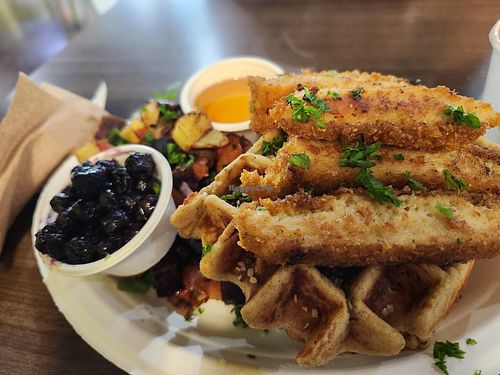Chick'un and waffles at Early Bird Vegan in Tempe
