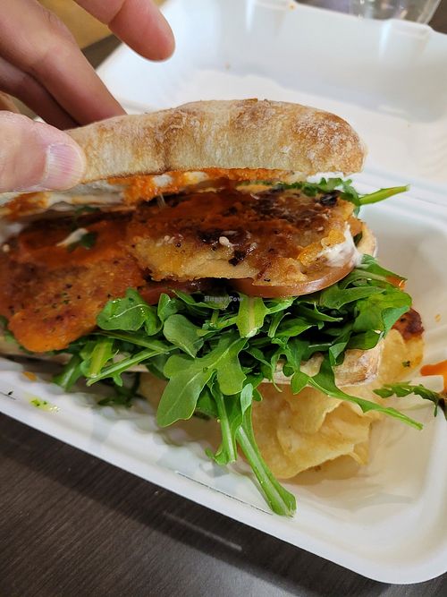 Buffalo chicken sandwich at Early Bird Vegan in Tempe
