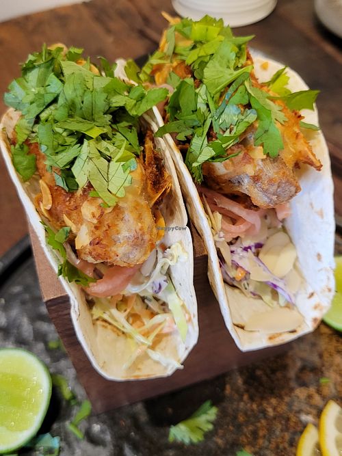 Coconut almond fish tacos at Golden State Vegan Sushi in Bangkok