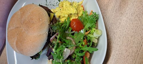 Sweet chilli seitan burger at Vegan Earth in Ayr