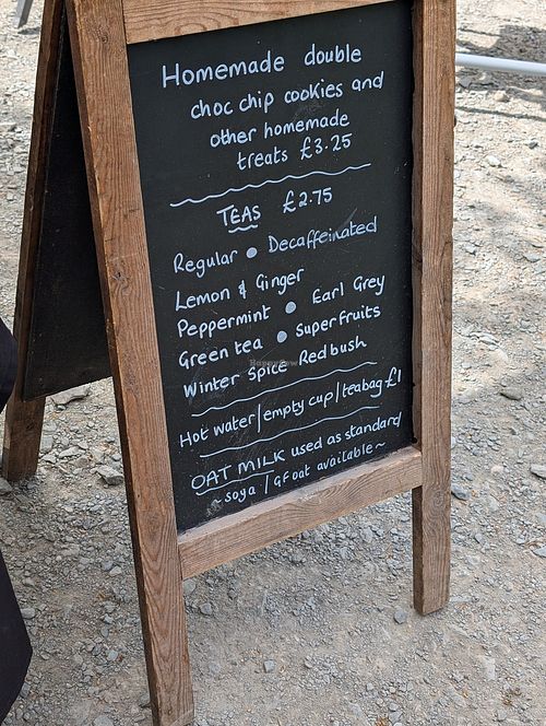 Tea menu at New Dawn Vegan Coffee Shop in Borrowdale