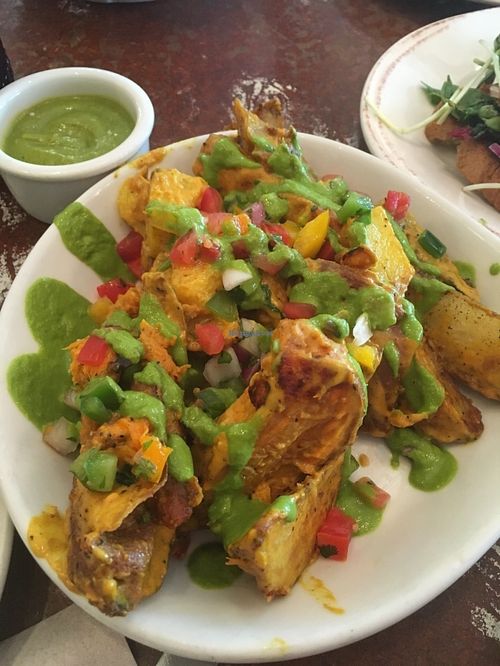 Jamaican Curry Wedges (Summer 2016 menu) at Pomegranate Cafe in Phoenix