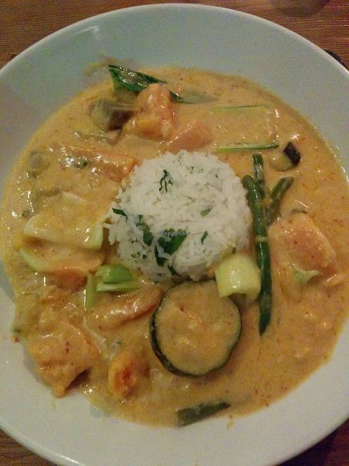 Thai red curry at Nelsons Wine Bar in Hebden Bridge