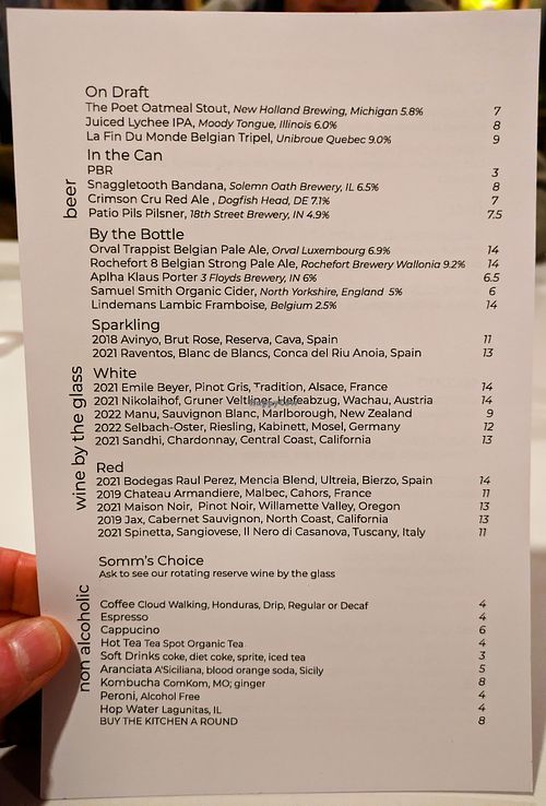 Menu page at Roselily at Roselily in South Bend