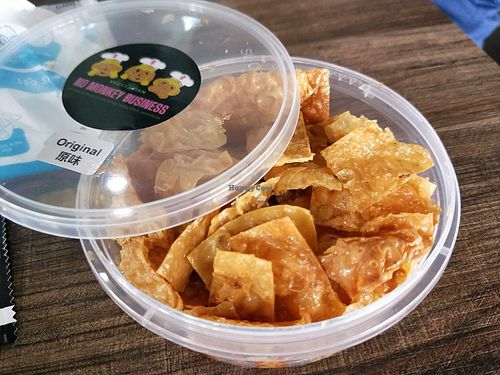 Fried goose 斋鹅 - original flavour. Photo by Serene Wong at No Monkey Business in Northeast Singapore