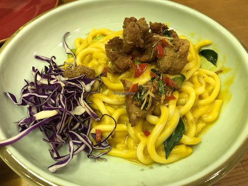 Udon pumpkin salted “egg” with 5spice soy chic $16.50 at Well Loft 好乐福 in Central Singapore