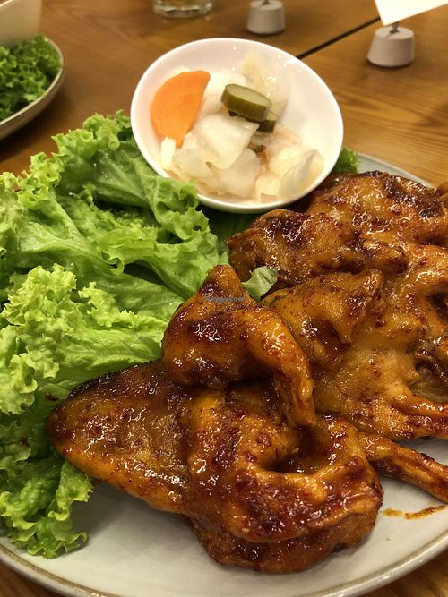 Battered abalone mushroom with pickles and lettuce$12 at Well Loft 好乐福 in Central Singapore