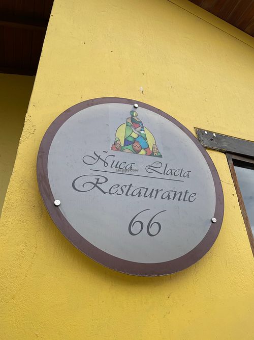 Restaurant sign  at Nuca Llacta Restaurante 66 in Quito