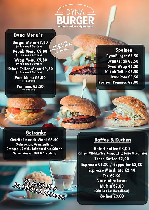 Menükarte at Dyna Burger in Wasserburg