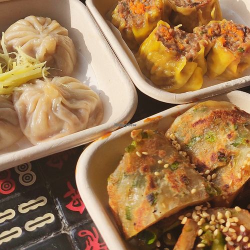 Shu mai, xiao long bao, and beef scallion pancakes! at Morning Nights in Long Beach