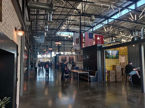 Inside hangar at Morning Nights in Long Beach