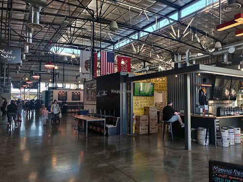 Inside hangar at Morning Nights in Long Beach