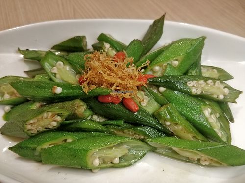 Daily special: lady finger  at Lotus Vegetarian 莲心 - Novena in Central Singapore