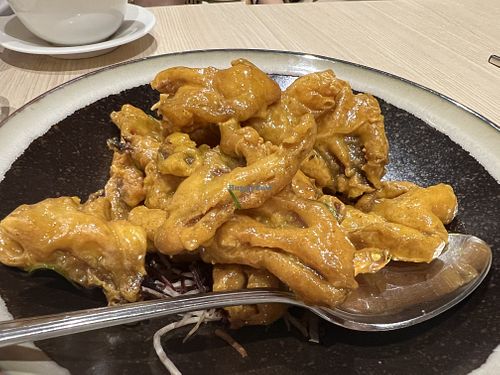 Pumpkin Tumeric fried mushrooms  at Lotus Vegetarian 莲心 - Novena in Central Singapore